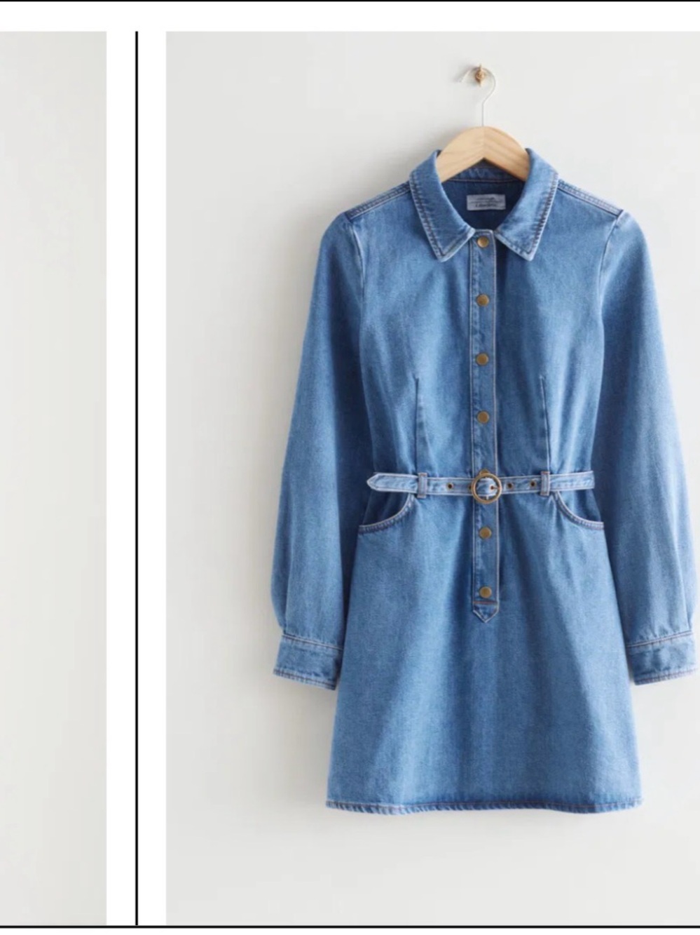 & Other Stories Light Blue Denim Mini Shirt Dress